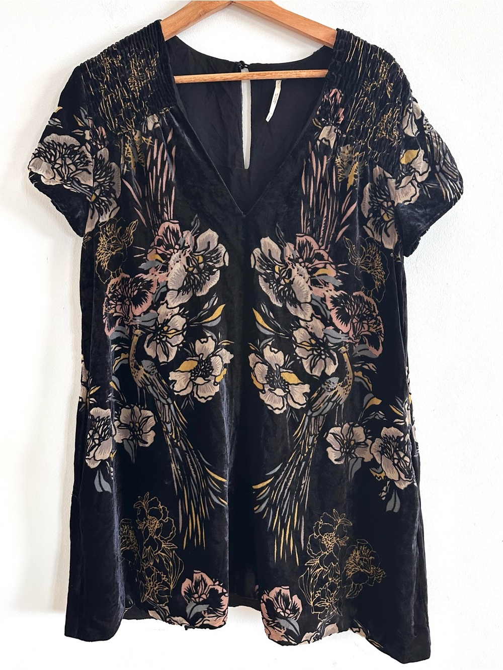 Free People black burnout velvet mini dress size small